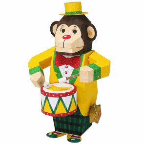 monkey-drummer papercraft.gif